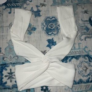 Elegant White Ribbed Women's Top